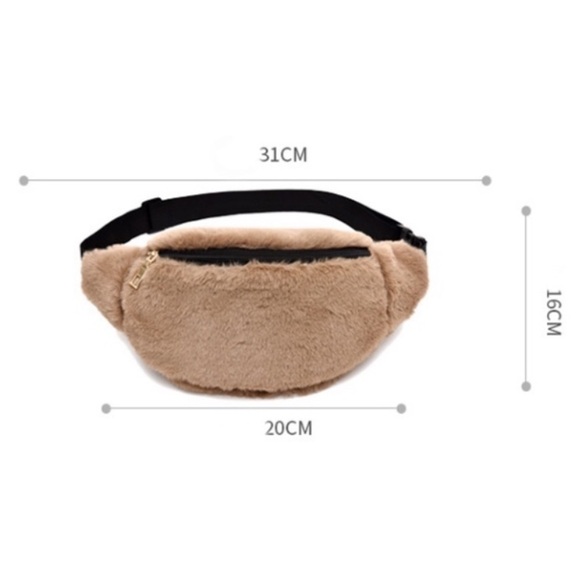 NWT Blue Plush Waist Bag Fluffy Fanny Pack Crossbody Travel Pouch - Picture 4 of 11